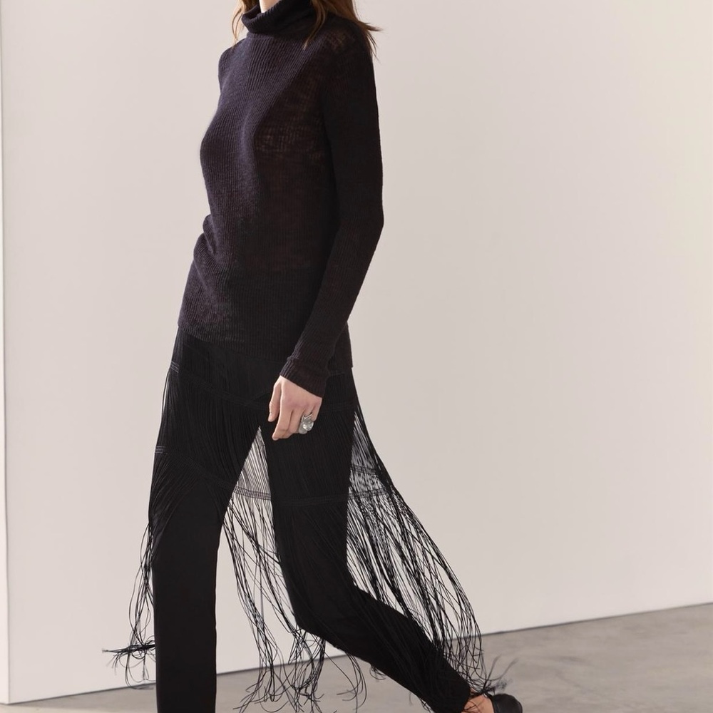 Zara Black Ribbed Long Sleeve Sweater Size Medium NWTO - Picture 3 of 6